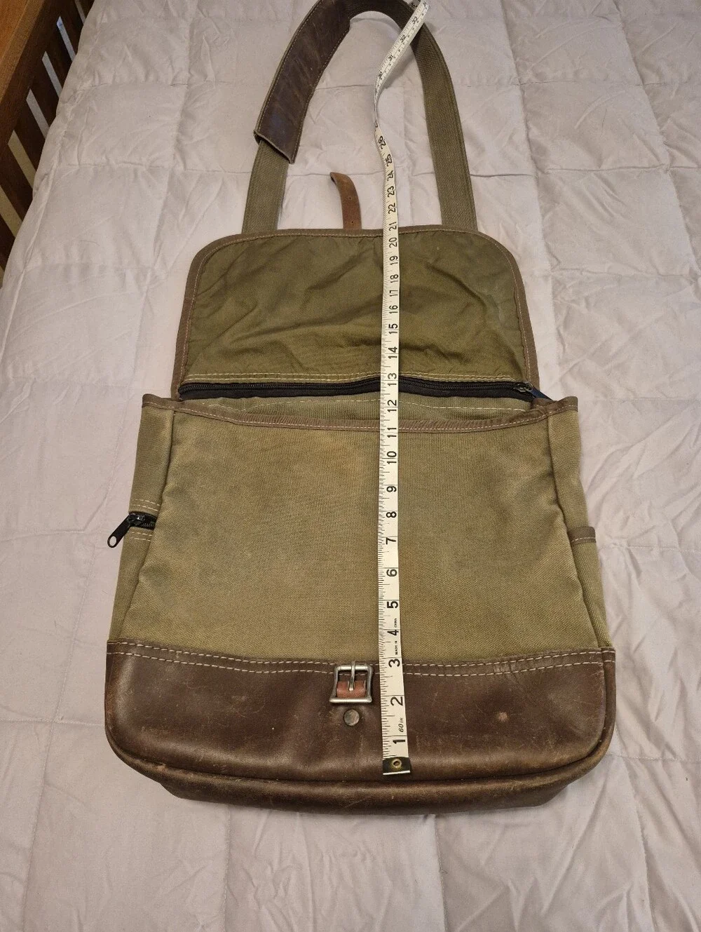 Vintage Orvis Canvas and Leather Messenger Bag, Green And Brown